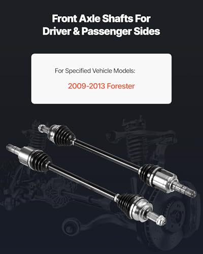 VEVOR CV Axle Shaft Assembly, 2 Pieces Front Left & Right (Driver and Passenger Side), Automotive Replacement CV Joint Axles Pair Compatible with 2009-2013 Forester, Alloy Steel & Carbon Steel - size: 2009-2013 Forester, style: Front Driver and Passenger