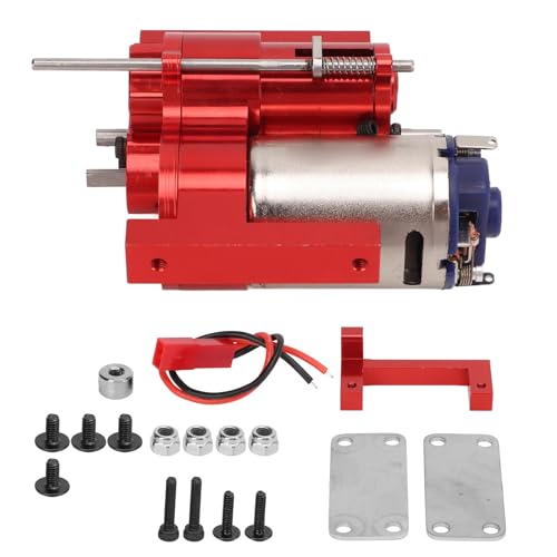 Aluminum 2 Speed Gearbox Kit,Upgrade Metal Gear Transmission for RC Crawler Car,Red Alloy Drive Train Set for WPL B16 B36 MN D90 D91 Models - color: Red