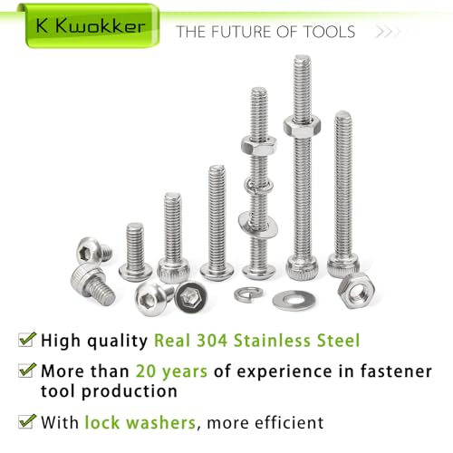 2540Pcs M3 Screws 4MM to 35MM, Socket Head & Button Head Screws, 304 Stainless Steel Assorted Nuts and Bolts Assortment Kit M3 Screw Kit with Nuts, Washer and Lock Washers - size: J. M3