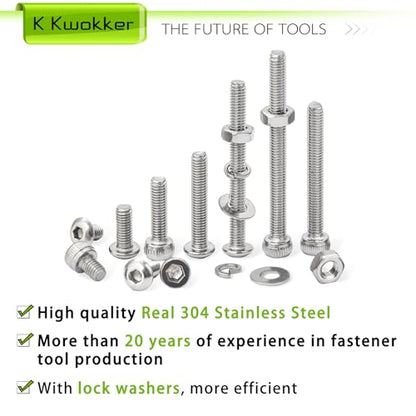 2540Pcs M3 Screws 4MM to 35MM, Socket Head & Button Head Screws, 304 Stainless Steel Assorted Nuts and Bolts Assortment Kit M3 Screw Kit with Nuts, Washer and Lock Washers - size: J. M3