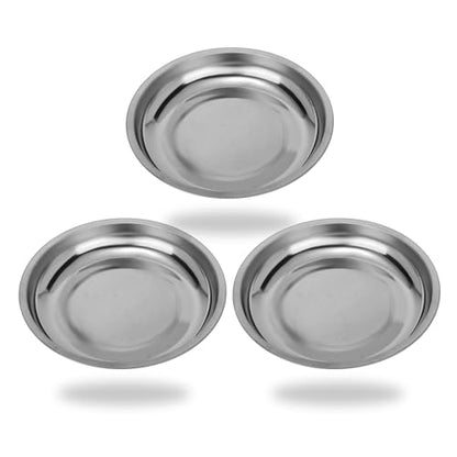 Magnetic Parts Tray 3 Pack, 6" Round Magnetic Parts Bowl, Stainless Steel,for Screw Socket Pin Tools Nuts Bolts Ferruginous Metal Accessories - style: Bowl 3pc