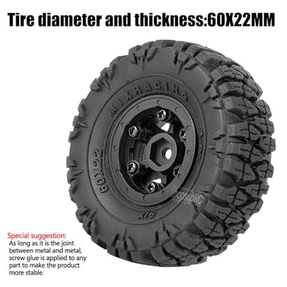 RC 1.0" Plastic Wheel hub and Tire for 1/18 TRX4M 1/24 SCX24 FCX24 Scale RC Crawler Car.Crawler Tires Wheels,4PCS.(Black-A)