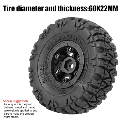 RC 1.0" Plastic Wheel hub and Tire for 1/18 TRX4M 1/24 SCX24 FCX24 Scale RC Crawler Car.Crawler Tires Wheels,4PCS.(Black-A)