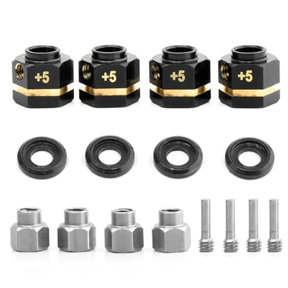 4PCS 12mm Wheel Hubs Hex Pins Adapter-Heavy Duty Brass (8/10/15/20mm) for TRAXXAS TRX4 TRX6 1/10 RC Crawler Car Upgrade Parts (10mm(Extended 5mm))