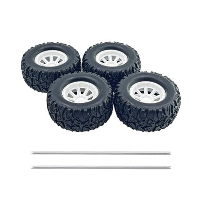 4PCS Toy Car Wheel 55mm Model Car Rubber Tire Wheel with Metal Shaft Axles for RC Car Truck DIY Model Toy Building Project (3x55mm) - style: 3x55mm