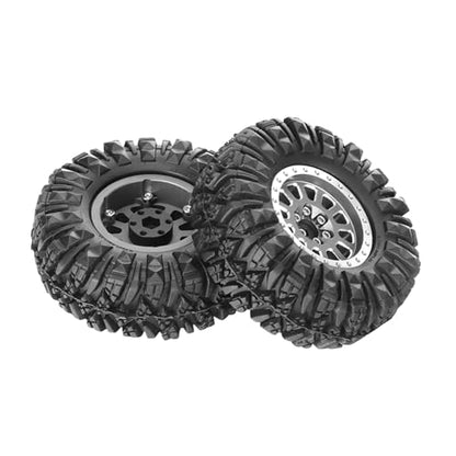 4PCS 1.3" Aluminum Alloy Beadlock Wheel Rims All-Terrain Tyre 70mm Rubber Tires Set with 5mm & 7mm Hex for 1/12 1/14 1/18 1/24 RC Rock Crawler Car Upgrade Parts (D-Gray) - color: D-gray