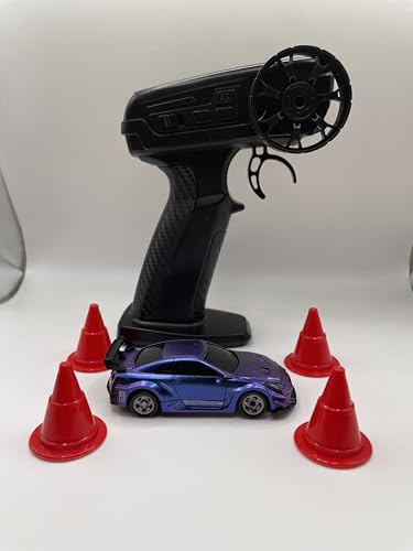 Mini RC Drift Car 1:64 Scale, Remote Control Car with LED Lights & 2-Speed Modes, Upgraded 2.4G Wireless Radio Remote Control for Multi-Users Fast (Blue Chameleon) - color: Blue Chameleon