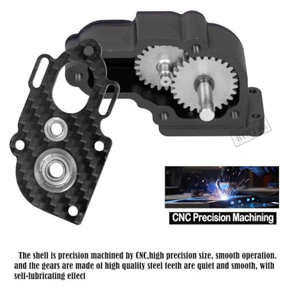 Aluminum LCG Transmission Gearboxes Upgrades Part for SCX10 SCX10 II 90046 90047,RC Crawler Car Alloy Transmission Gearbox Hop Ups,Black - color: Black - Scx10