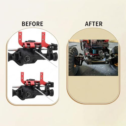 RC Car Axle Servo Mount Stand, CNC Aluminum SOA 4-Link Suspension Servo Mount, Compatible with Traxxas TRX4 1/10 RC Crawler Car, Non-Destructive Axle Servo Conversion Upgrade - color: Red