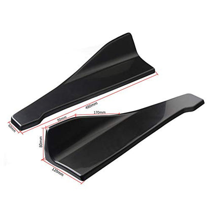 Universal Car Front Bumper Lip Spoiler Body Kits + 2M / 86.6" Side Skirt Extension Rocker Panel Body Kit + 48CM Auto Rear Bumper Lip Diffuser (Glossy Black) - color: Universal Glossy Black