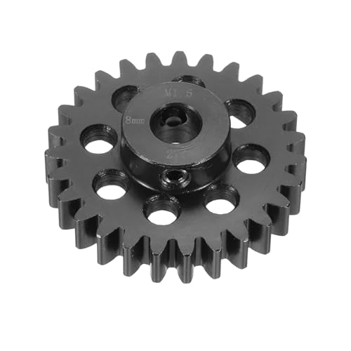 MECCANIXITY Steel M1.5 Gear Set 27T 8mm Shaft Motor Gears for RC Vehicles Truck Drift Car Part, Black - style: 27T