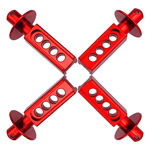 4Pcs Vgoohobby Aluminum Alloy RC Body Post Mounts Compatible with Traxxas Mini E-Revo Mini Slash 1/16 RC Car (Red) - color: Red