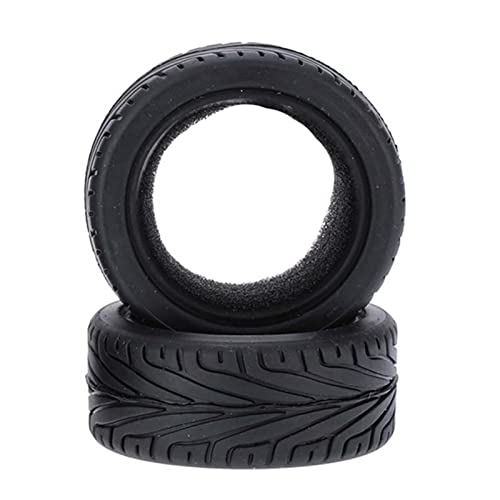 1/10 RC On-Road Car Tyres, 65mm Rubber RC Tire for 1/10 HSP Tamiya HPI Kyosho RC On Road Run-flating Car (Black) - color: Black