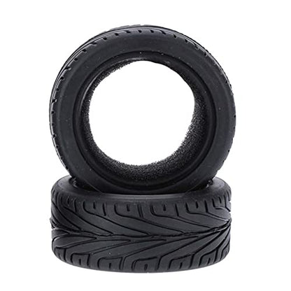 1/10 RC On-Road Car Tyres, 65mm Rubber RC Tire for 1/10 HSP Tamiya HPI Kyosho RC On Road Run-flating Car (Black) - color: Black