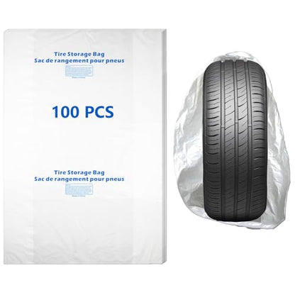 WHEEL CONNECT Tire Storage Bags. Made of Polyethylene LDPE Plastic, Extra-Large 44”X48”H, White, Pack of 100pcs. X-Large.No Logo Printed. - color: X-Large-Pack of 100pcs No brand printed
