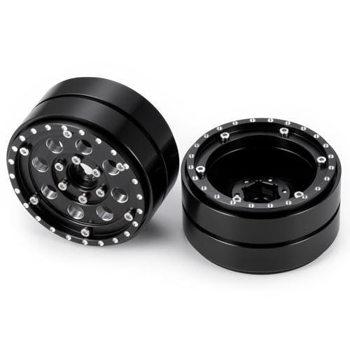 RCLIONS 1.9" Dually Beadlock Wheels 4PCS RC Aluminum Rims for 1/10th AXIAL SCX10 SCX10 II TRX4 TRX6 Flatbed Hauler RC Crawler Car Upgrade Parts - size: 4PCS