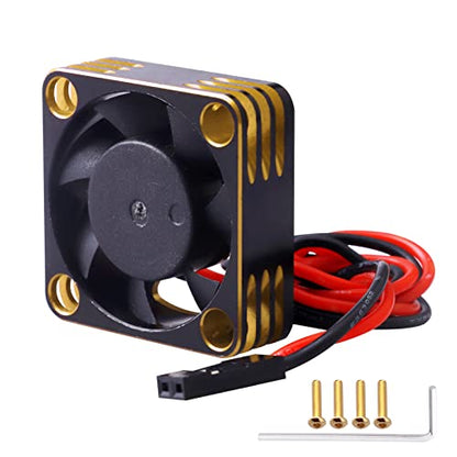 30mm RC Cooling Fan Kit Heatsink for 540 550 Brushed Brushless Motor ESC Aluminum Case (Black&Gold) - color: Black&Gold