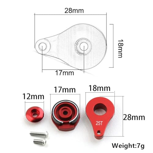 2 Sets Aluminum 25T Servo Saver 1 Hole Adjustable Hi-Torque Servo Horn for 1/10 SCX10 Capra TRX4 TRX6 RC Car Crawler Boat Parts (Red) - color: Red