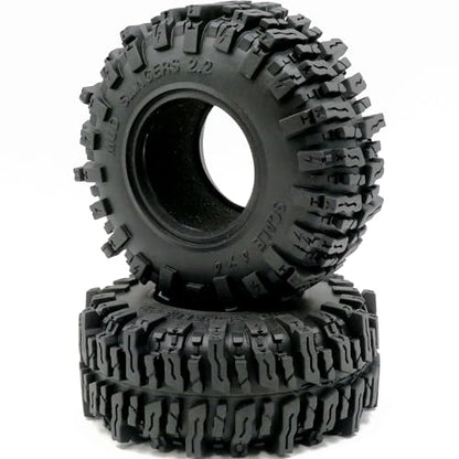 2pcs RC 2.2 Mud Slingers Tires Soft Sticky Crawler Tyres Tall 124mm / 4.88inch for 1/10 Axial SCX10 Wraith Yeti/Traxxas TRX4 AMG 6x6 / redcat Everest 10 Upgrades