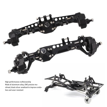 Front and Rear Portal Axle Complete Set, High Strength Aluminum Alloy Stainless Steel Metal Axle Assembly for 1/10 RC Crawler Car Enhanced Stability and Durability
