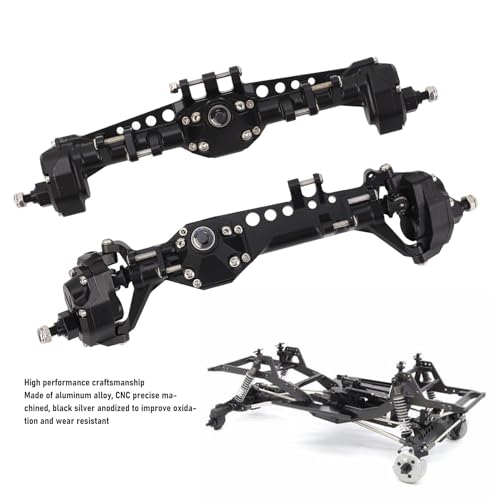 Front and Rear Portal Axle Complete Set, High Strength Aluminum Alloy Stainless Steel Metal Axle Assembly for 1/10 RC Crawler Car Enhanced Stability and Durability
