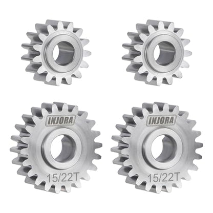 INJORA Stainless Steel 15/22T Overdrive Portal Gears Set for 1/18 RC Crawler Redcat Ascent-18 Upgrade - size: 15/22T