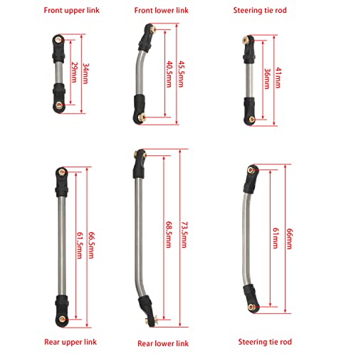 MEUS RACING SCX24 Links High Clearance Chassis Steering Links Set 10pcs 133.5mm Wheelbase for SCX24 Deadbolt AXI90081 B17 AXI00004 1/24 RC Crawler Car - size: 133.5mm