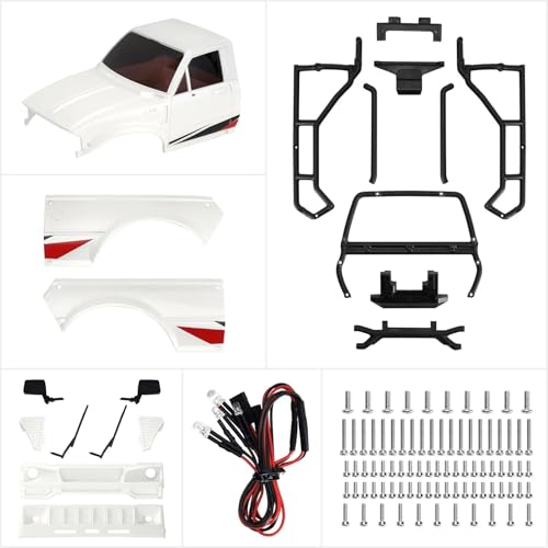RC Repair Parts Compatible with TRX4M for Defender for Bronco for Pickup Hard Body Shell with Bed Rack 1/18 RC Crawler Car Upgrade Parts(White) - size: White