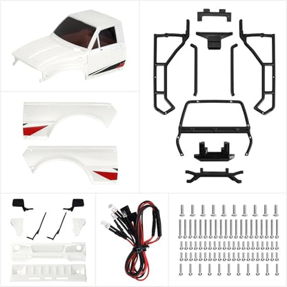 RC Spare Part Compatible with TRX4M for Defender for Bronco for Pickup Hard Body Shell with Bed Rack 1/18 RC Crawler Car Upgrade Parts(White) - size: White