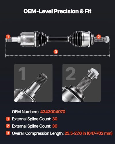VEVOR CV Axle Shaft Assembly, 2 Pieces Front Left & Right (Driver and Passenger Side), Automotive Replacement CV Joint Axles Pair Compatible with 2003-2022 Toyota 4Runner, Alloy Steel & Carbon Steel - size: 2003-2022 Toyota 4Runner, style: Front Driver an