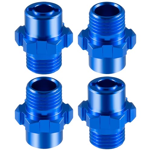 4Pcs Aluminum Alloy RC Hex Combiner Wheel Hex Hub Adapter Upgrades for 1/8 Tra-xxas Jato VXL 2S RC Monster Trucks (Blue) - color: Blue