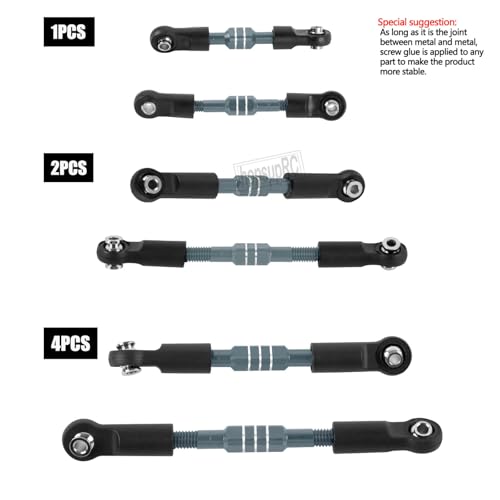 RC Aluminum Front&Rear Link Set Upgrades Part for 1/10 Slash/Rustler/Stampede/Bandit VXL 2WD.Adjustable Turnbuckles Camber Links Toe Link Hops Up,Titanium. - color: Titanium(for 1/10)