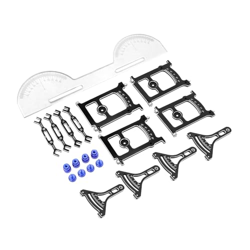 Aluminum Chassis Setup System Measuring Tool Set with Ruler Wrench Camber Gauge for 1/10 On Road RC Car Yokomo Touring Car Upgrade (Blue) - color: Blue
