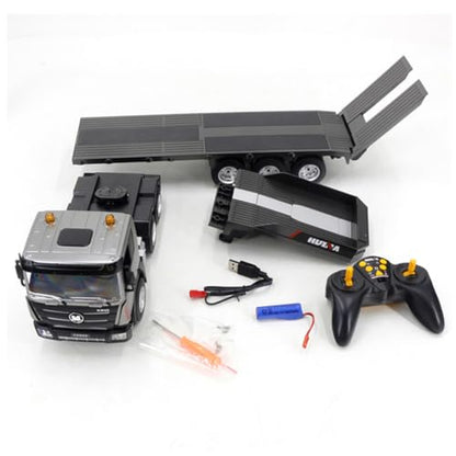1/18 Scale RC Flatbed Trailer Model, 2.4G 9CH Remote Control Semi Truck, Ideal Christmas or Birthdays Gifts. (RTR Version)