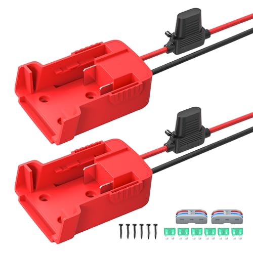 Power Wheels Adapter, 18V Battery Adapter Converter for Power Wheels Adapter for RC Cars Trucks & Robotics Toys Complete with Fuses, 12AWG Wire, Terminal Connectors -2Pcs