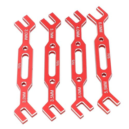 RC Turnbuckle Wrench, 4pcs Aluminium Alloy RC Ball Tie Rod Adjustment Wrench Universal Spanner Repair Tool for 1/10 1/16 Model Crawler Car (Red) - color: Red