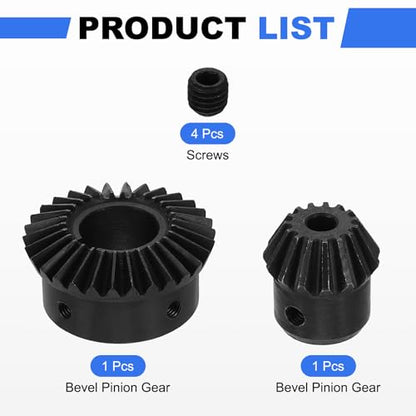 uxcell 2Pcs Tapered Bevel Gears Set, 1.5 Mod 1:2 (15T/30T) Harden Steel Straight Bevel Gear, 90 Degree Steering Motor Gears, (6/19mm Shaft Hole with Keyway) - size: 6/19mm