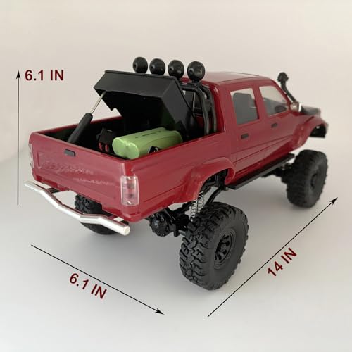 HLSFWDRIVE RC Rock Crawler 4x4 WPL C64-1 Remote Control Truck Off Road | 1/16 Scale RC Crawler RTR All Terrain 260 Motor 2.4GHz Full Proportional Upgraded Chassis Hobby Car for Adult