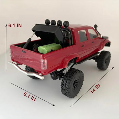 HLSFWDRIVE RC Rock Crawler 4x4 WPL C64-1 Remote Control Truck Off Road | 1/16 Scale RC Crawler RTR All Terrain 260 Motor 2.4GHz Full Proportional Upgraded Chassis Hobby Car for Adult