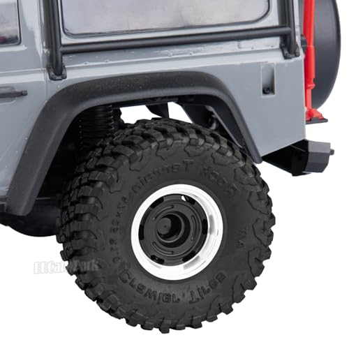 RC 1.0 Wheels and Tires for 1/18 TRX4M,1/24 Axai1 SCX24 RC Crawler Car,RC Aluminum Wheel Rims & Rubber Tires w/Foam Inserts,RC 1.0 Off Road Buggy Rally Wheels and Tires,Black - color: Black - (4pcs Bailuchi Tires)