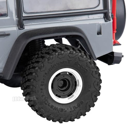 RC 1.0 Wheels and Tires for 1/18 TRX4M,1/24 Axai1 SCX24 RC Crawler Car,RC Aluminum Wheel Rims & Rubber Tires w/Foam Inserts,RC 1.0 Off Road Buggy Rally Wheels and Tires,Black - color: Black - (4pcs Bailuchi Tires)