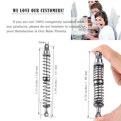 130mm RC Shocks Absorber Upgrades for 1/10 RC Hobby Cars,7075 Aluminum Full Metal Front Rear Shocks Absorber Damper,4PCS Titanium - size: 130 MM (5.12 in)