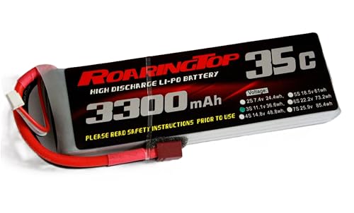 RoaringTop LiPo Battery Pack 35C 3300mAh 3S 11.1V with T-Plug for RC Car Boat Truck Heli Airplane
