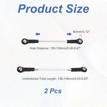 MECCANIXITY 2Pcs Adjustable Turnbuckles Camber Links, 129-139mm Turnbuckle Rod Steering Servo Linkage with M3 Ball Head Rod Ends for RC Car Replace Parts DIY - size: 129-139mm