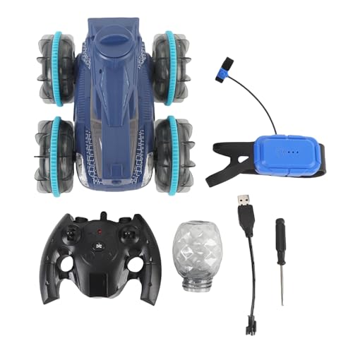 Matybobe RC Gesture Sensor Stunt Car Cool Lights for Water and Land (Blue) - color: Blue