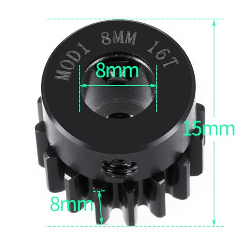 LSG 8mm M1 16T 17T 18T 19T 21T 24T 26T 27T 29T Steel Pinion Gear | for 1/5 X-MAXX RC Model Car Buggy Truck Hardened Steel 8mm Shaft Motor M1 Pitch Gears Upgrade Parts - size: 16T