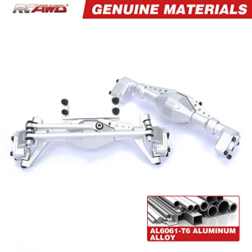 RCAWD Front & Rear Axle Housing Without Gears, Rear & Steering Axle Assembled Upgrades for 1/18 Axial UTB18 Capra Trail Buggy Crawlers Aluminum Parts AXI218001 Silver - color: Silver