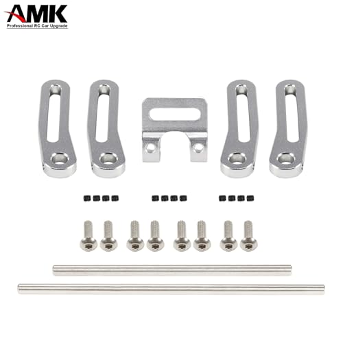 AMK Adjustable 1/10 Scale Bumper Mount Front Rear, Metal Bumper Set Complete for RC Crawler Body LCG Chassis Axial SCX10 II Element Enduro Gen7 Gen8 TRX6 TRX4 Upgrades (Silver) - color: Silver