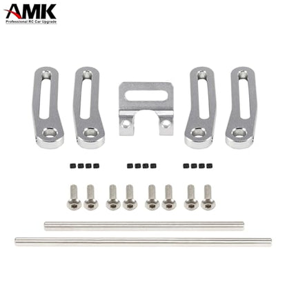 AMK Adjustable 1/10 Scale Bumper Mount Front Rear, Metal Bumper Set Complete for RC Crawler Body LCG Chassis Axial SCX10 II Element Enduro Gen7 Gen8 TRX6 TRX4 Upgrades (Silver) - color: Silver