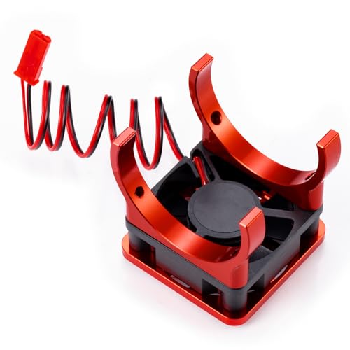 Cooling Fan 35mm Motor Heatsink for Tra-xxas Mini Maxx/Slash/XRT | VXL 3S 1:8 Jato 2S 4S 1:16 Red Aluminum Alloy Upgrade Parts - color: Red